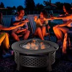 Stalen vuurtafel met deksel en grill – 81x81x50 cm, Verzenden, Nieuw