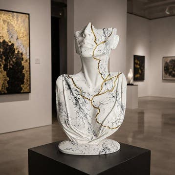 Santicri - Tired face (white and black marble)