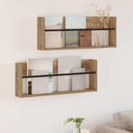 vidaXL Tijdschrift Rek met plank 2 pcs Artisan Eiken 80 x 12, Huis en Inrichting, Woonaccessoires | Krantenbakken en Lectuurbakken