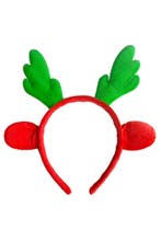 Haarband Rendier Rood Groen Diadeem Gewei Hert Ree Eland Ker, Ophalen of Verzenden, Nieuw, Carnaval, Accessoires
