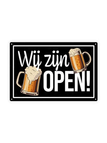 Wij zijn open - Cafe Bord - 40x30cm, Ophalen of Verzenden, Nieuw