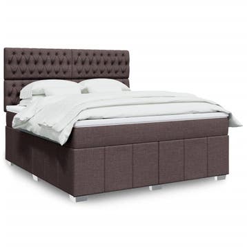 vidaXL Boxspring met matras stof donkerbruin 180x200 cm, Eenpersoons, Bruin, Verzenden, Nieuw