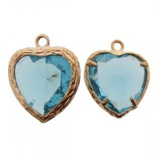 Bedel metaal hart cubic zirconia facet aqua blauw rosé go.., Ophalen of Verzenden, Nieuw, Bedel
