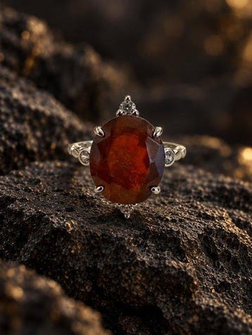 Granada Ring van 925 zilver | Rhodiumlaag- 2.9 g