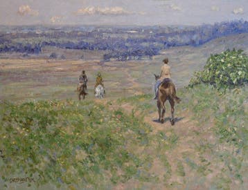 Chris van Dijk (1952) Impressionist -  Randonné à cheval en