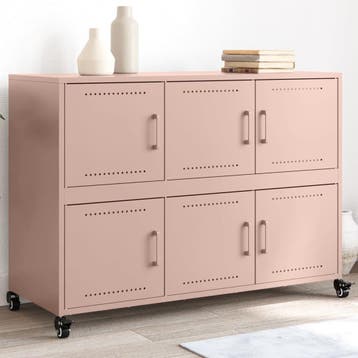 vidaXL Dressoir 100,5x39x72 cm staal roze, 100 tot 150 cm, Verzenden, Nieuw, Metaal