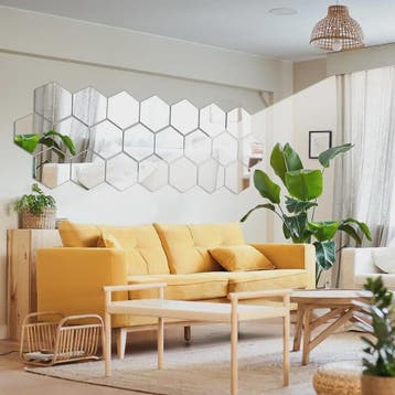 Zelfklevende Hexagon Spiegel Wandstickers - 3D Decoratie voo, Huis en Inrichting, Verzenden, Nieuw