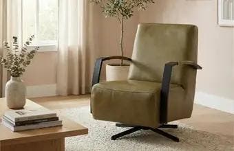 Moderne leren draaifauteuil, Ophalen of Verzenden, Nieuw, Leer