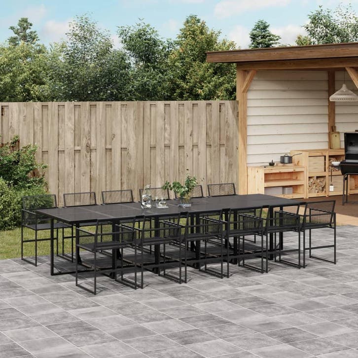 vidaXL 13-delige Tuinset poly rattan zwart, Tuin en Terras, Tuinsets en Loungesets, Tuinset, Nieuw, 2 zitplaatsen, Rotan, Verzenden