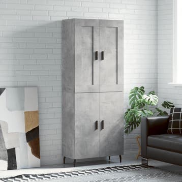 vidaXL buffetkast 69,5x34x180 cm bewerkt hout betongrijs, Minder dan 50 cm, Verzenden, Nieuw, Minder dan 100 cm