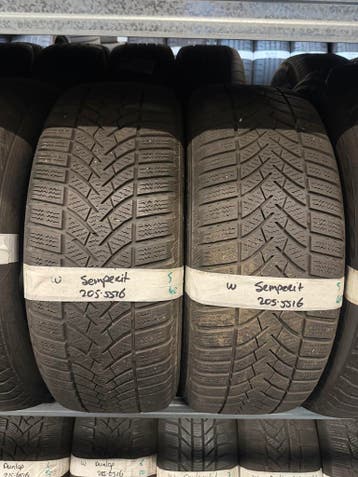 205-55-16 Semperit Winterbanden 5mm Incl Montage 205 55 16, Auto-onderdelen, Ophalen, Gebruikt, 16 inch, Band(en)