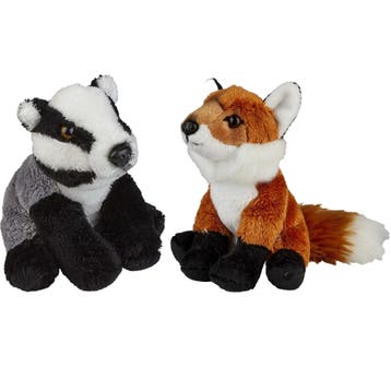 Bosdieren pluche knuffels - vos en das - 15 cm, Verzenden, Nieuw