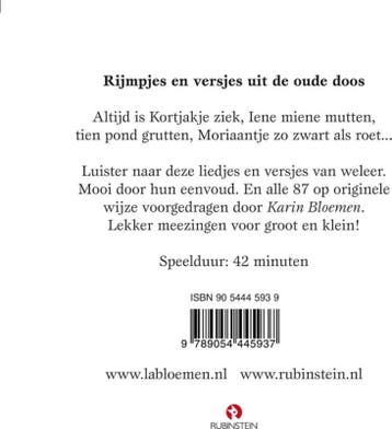 Rijmpjes/versjes oude doos cd+bk 9789054445937 Karin Bloemen, Verzenden, Gelezen, Karin Bloemen