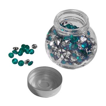 Decoratieve siersteentjes in mini glazen flesje (groen/blau, Ophalen of Verzenden, Nieuw