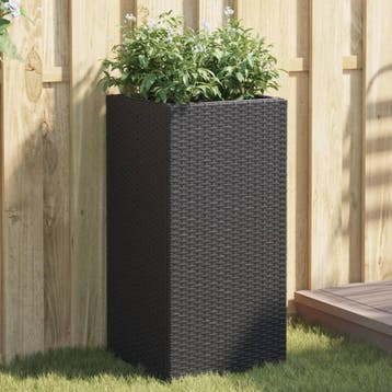 vidaXL Plantenbak 40x40x80 cm poly rattan zwart, Verzenden, Nieuw
