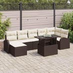 vidaXL Tuin Sofa Set met kussen met opslag 8 pcs Bruin Poly, Verzenden, Nieuw, Rotan