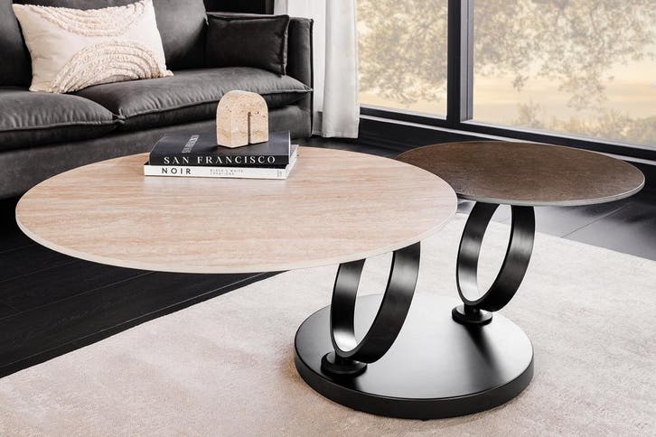 Design salontafel DANCING RINGS roest ronde draaibare, Huis en Inrichting, Tafels | Salontafels, Ophalen of Verzenden