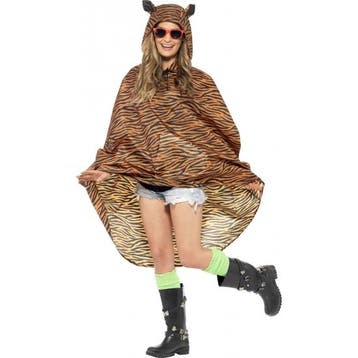 Party poncho met tijgerprint - Verkleedaccessoires over, Verzenden, Nieuw