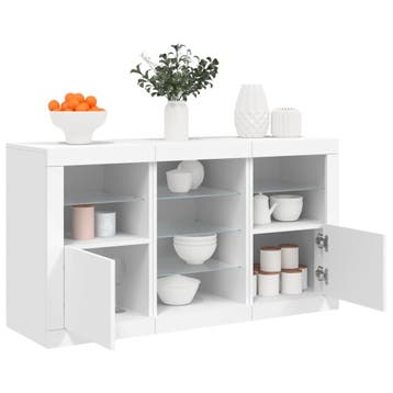 vidaXL Dressoir met LED-verlichting 123x37x67 cm wit, Verzenden, Nieuw, Overige houtsoorten, Minder dan 50 cm