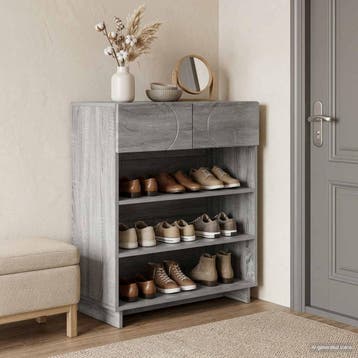 vidaXL Schoenenkast 73 x 38 x 87,5 cm Bewerkt hout Grijs, Verzenden, Nieuw