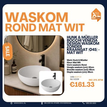 Mat witte design waskom 45 cm - OUTLET, Minder dan 50 cm, Nieuw, Ophalen of Verzenden, Minder dan 25 cm