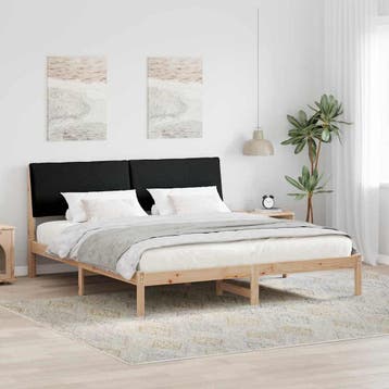 vidaXL Bedframe Bruin en zwart 180 x 200 cm Massief, Bruin, Verzenden, Hout, Nieuw