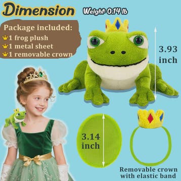 Kikker Pluche Knuffel met Kroon - Magnetisch - 10cm - Schatt