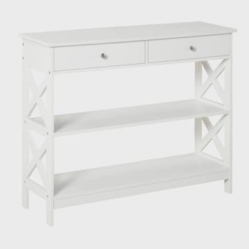 Witte Console Tafel met 2 Lades en 2 Open Vakken - 100x30.5x, Verzenden, Nieuw