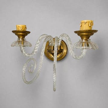 Murano Glass - Wandkandelaar - Verguld messing