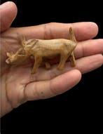 Curieuze en tribale houten beeld van een facocero in massief, Antiek en Kunst