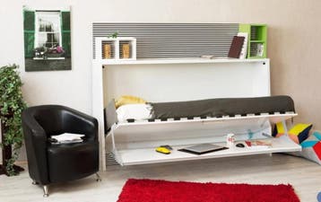 GRATIS MATRAS | Opklapbed 721 met bureau 90x200, 90 cm, Eenpersoons, Verzenden, Nieuw