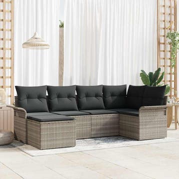 vidaXL Tuin Sofa Set 6 st Lichtgrijs poly rattan, Verzenden, Nieuw, Rotan, 6 zitplaatsen
