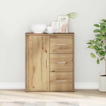 vidaXL Dressoir Artisan Eiken 60 x 31 x 70 cm Bewerkt hout, Huis en Inrichting, Kasten | Dressoirs, Verzenden, Nieuw, Overige houtsoorten