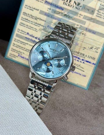 Zeppelin - Moonphase - triple Date - Marine - 8637M-3 -, Nieuw