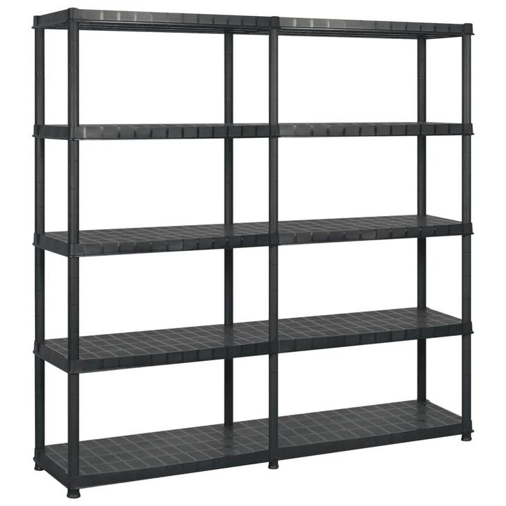 vidaXL Opbergrek 5-laags 183x45,7x185 cm kunststof zwart, Huis en Inrichting, Kasten | Stellingkasten, Nieuw, Verzenden