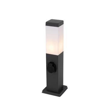 Buitenlamp donkergrijs 45 cm met stopcontact IP44 - Malios, Verzenden, Nieuw, Staal