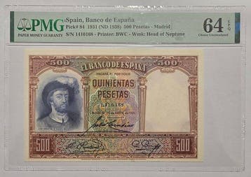 Spanje. - 500 Pesetas 1931 ND(1938) - Pick 84 (Zonder