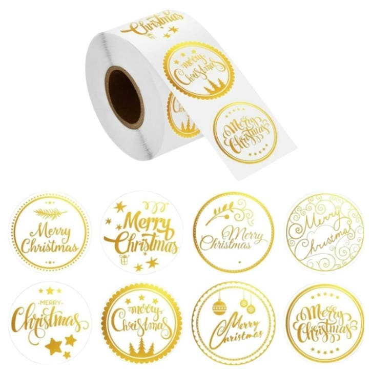 500 Kerst Stickers Op Rol - 2.5cm - Kerststickers -, Diversen, Cadeauverpakkingen, Verzenden