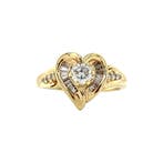 Gouden hart ring met diamant 14 krt, Verzenden, Zo goed als nieuw, Goud
