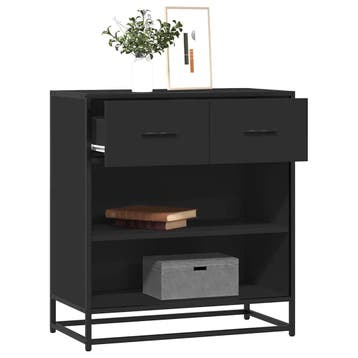 vidaXL Dressoir 68x35x76 cm bewerkt hout zwart, Verzenden, Nieuw, Overige houtsoorten