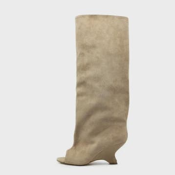 Dames Laarzen met Peep-toe, Hoge Schuine Hak en Kniehoge Sch, Verzenden, Nieuw
