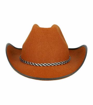 Cowboyhoed - Western hoed van vilt onesize - Bruin, Nieuw