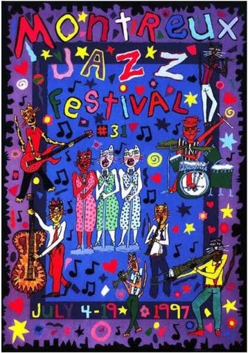 James Rizzi Montreux Jazz Festival Switzerland 84cm x 59cm -