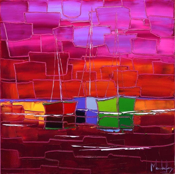 Caroline Mandrafina - Pfleger  Reflet dun soir, Antiek en Kunst, Kunst | Designobjecten