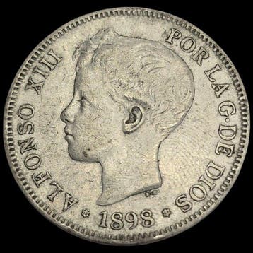 Spanje. Alfonso XIII. 5 Pesetas 1898*98 SGV (Zonder