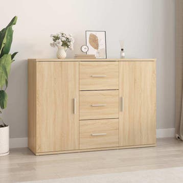 vidaXL Dressoir 91x29,5x65 cm bewerkt hout sonoma, Huis en Inrichting, Kasten | Dressoirs, Verzenden, Nieuw, 50 tot 100 cm, 25 tot 50 cm