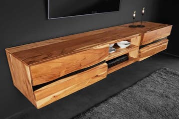 Hangend tv-meubel AMAZONAS 160cm natuurlijk acacia massief, Ophalen of Verzenden, Nieuw