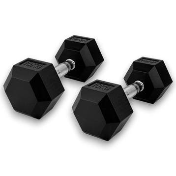 KRAKEN Hex Dumbbell set 2 x 10 kg - rubber, nieuw in doos, Verzenden, Nieuw
