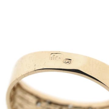 Roségouden ring met zirconia, Sieraden, Tassen en Uiterlijk, Ringen, Gebruikt, Overige kleuren, 19 tot 20, Ophalen of Verzenden
