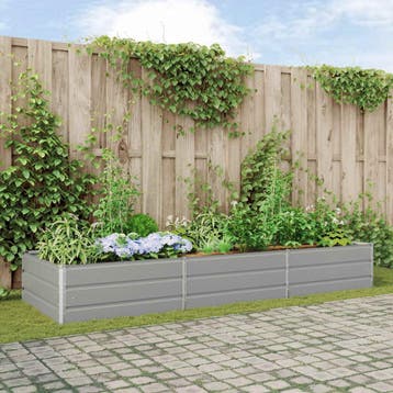 vidaXL Plantenbak Lichtgrijs 290 x 100 x 45 cm, 100 cm of meer, Verzenden, Nieuw, Metaal